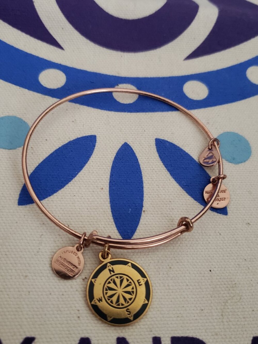 Alex and Ani Rose Gold Compass 2 Tone Bangle 102
